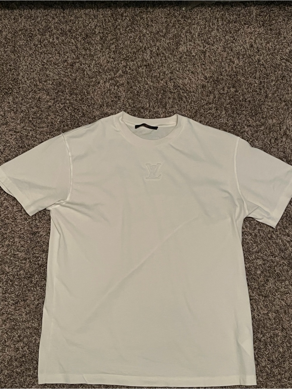 Louis Vuitton White Oversized Tonal Embroidered LV Tee